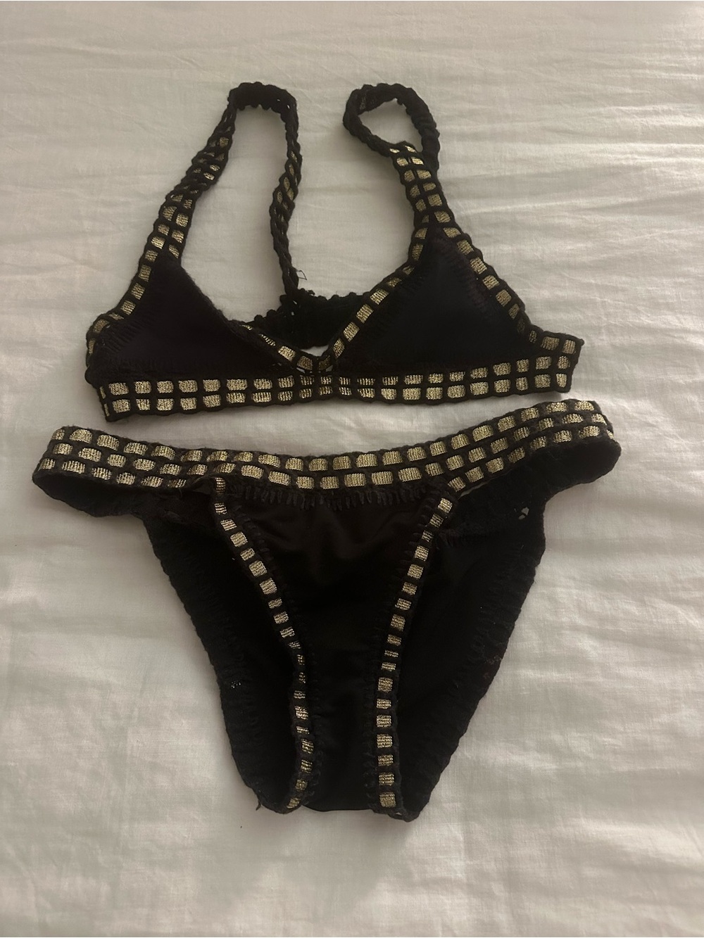 Kiini Black Bikini Set with Gold Trim